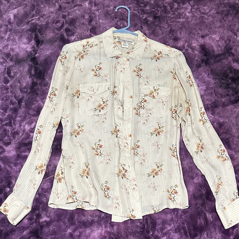 Polo by Ralph Lauren silk Floral Button Down Shirt - Cream